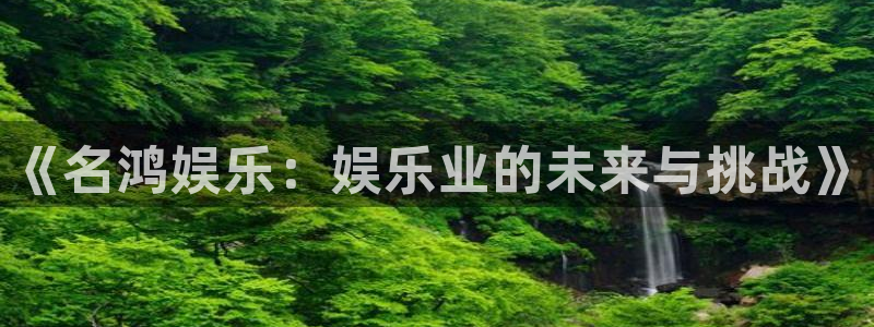 壹号娱乐平台app下载：《名鸿娱乐：娱乐业的未来与挑战》